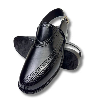 BLACK-LEATHER PESHAWARI SANDAL