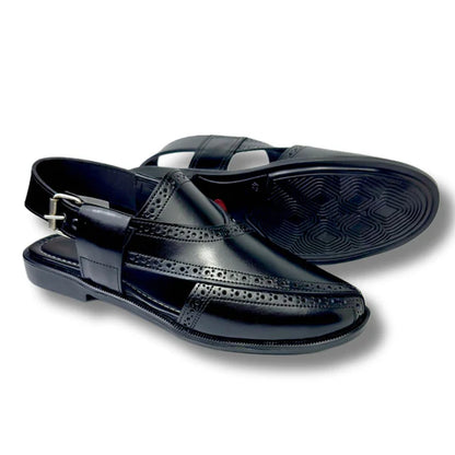BLACK-LEATHER PESHAWARI SANDAL