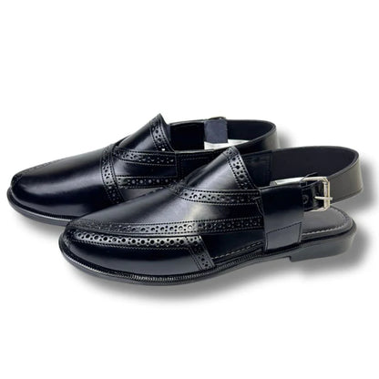 BLACK-LEATHER PESHAWARI SANDAL